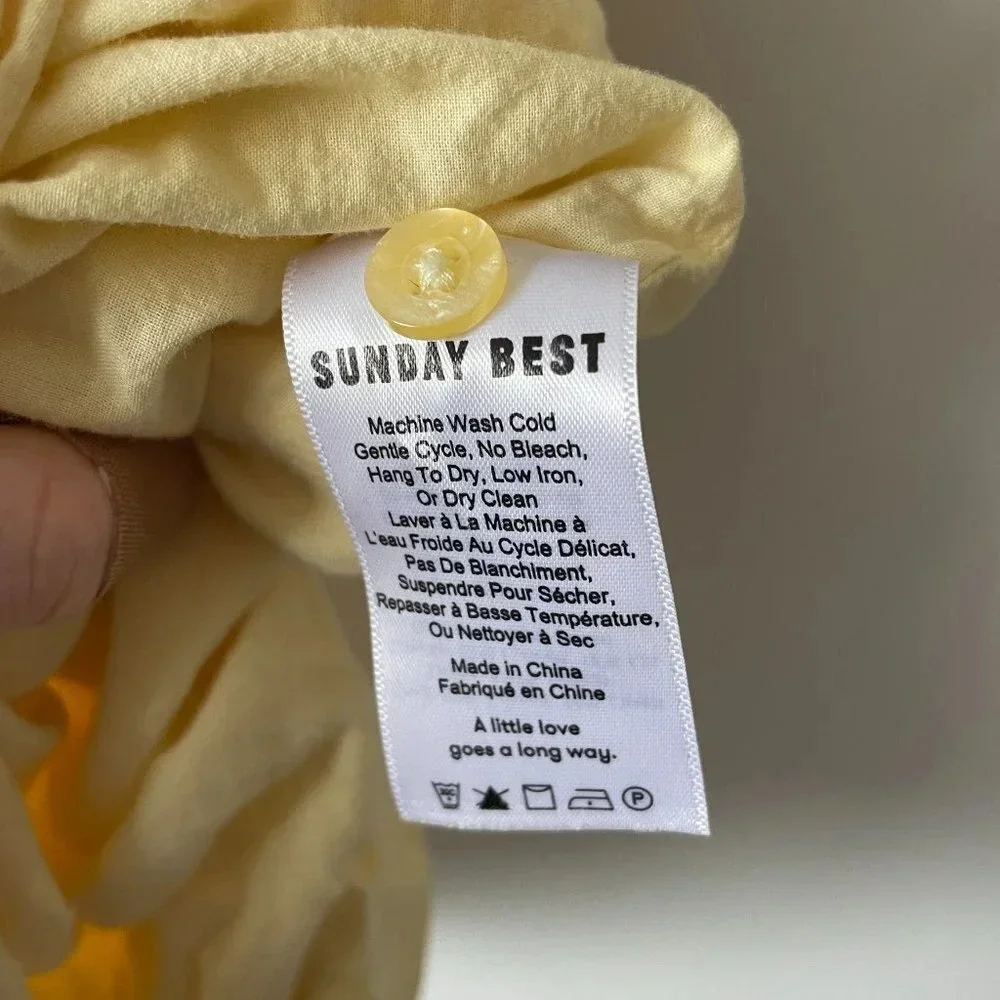 Aritzia Sunday Best Linen Lyocell Blend Makenna Romper Pastel Yellow Sz Medium